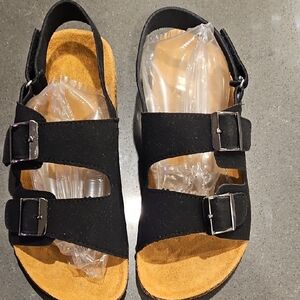 Black Double-Buckle Sandals